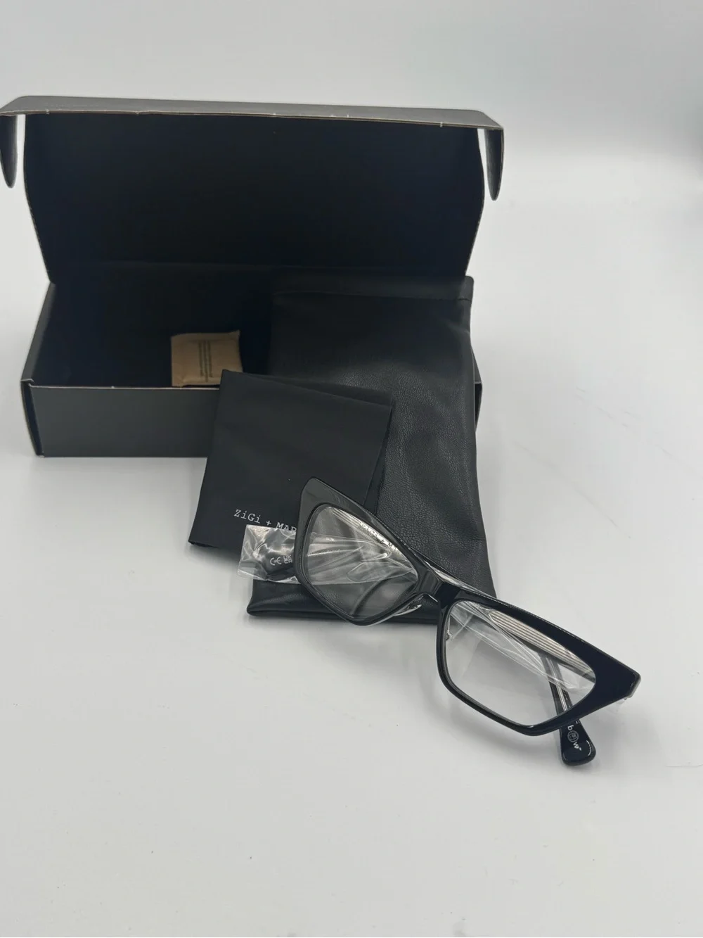 ZiGi + MARAiS Modern Marilyn Blue Light Glasses Black Clear Lens NIB